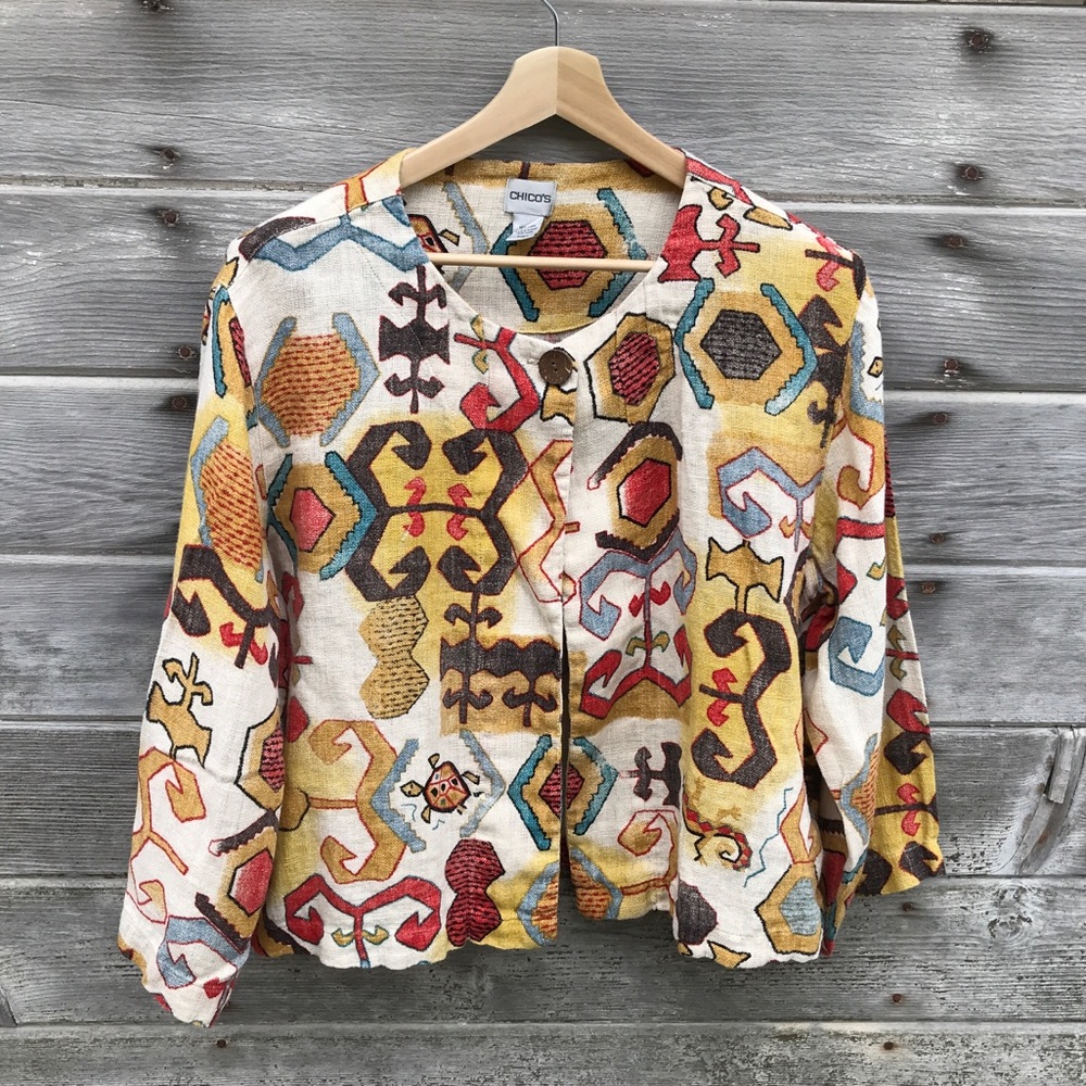 Linen Turkish Patterned Jacket Shirt - image 2